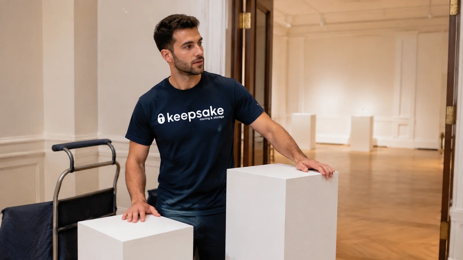 Illustrative scene of display pieces checked at a venue entrance.