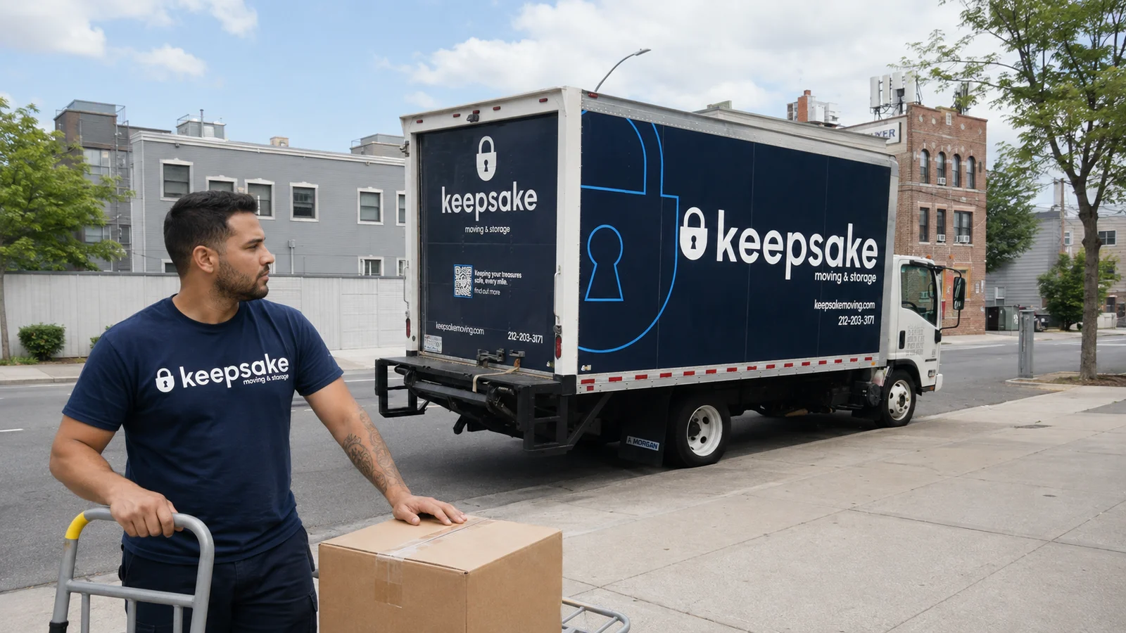 Illustrative departure preparation beside the reference Keepsake truck.