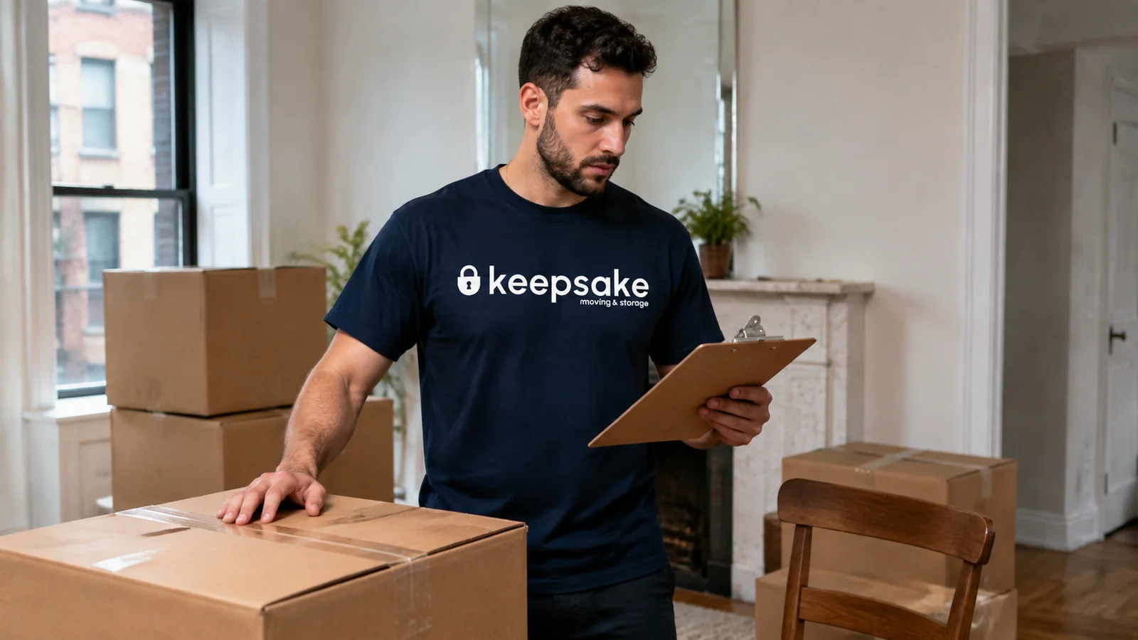 Illustrative scene of packed belongings being checked against an inventory.