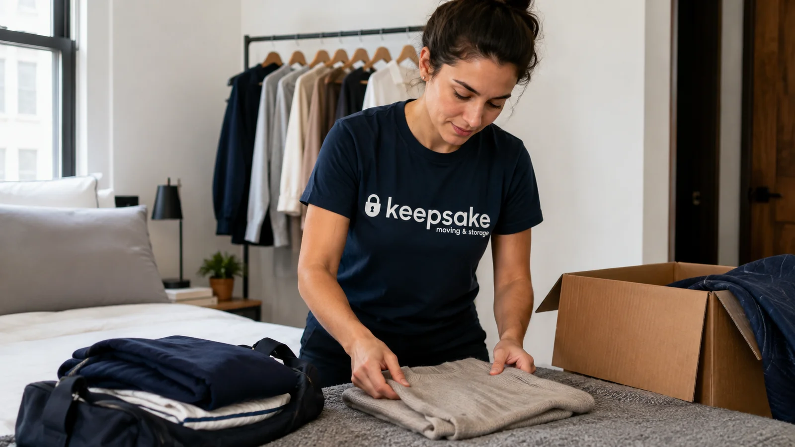 Illustrative scene of clothing packing with an everyday outfit kept separate.
